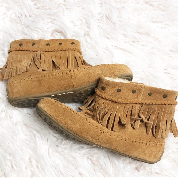 Lucky Brand Shoes - Lucky Brand Fringe Stud Moccasin Booties Size 8